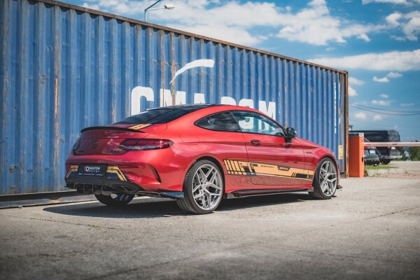 Maxton Design Racing Rear extension Flaps diffuser + Flaps black gloss - Mercedes-AMG C43 Coupe C205