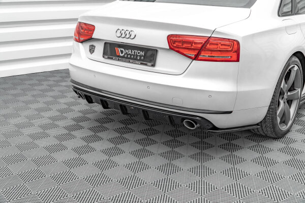 Maxton Design Diffuser rear extension black gloss - Audi A8 D4