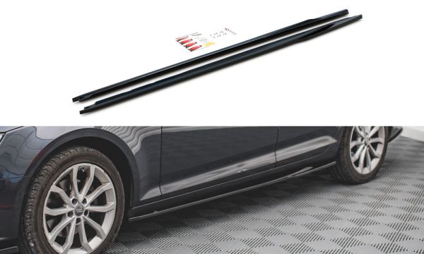 Maxton Design Side skirts extension extension black gloss - Audi A4 Avant B9