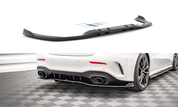 Maxton Design Middle diffuser rear extension DTM Look V.2 black gloss - Mercedes A 35 AMG Limosine V177