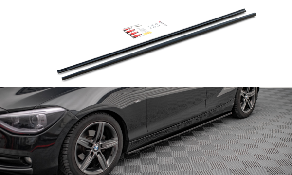 Maxton Design Side skirts extension extension black gloss - BMW 1 Series F20
