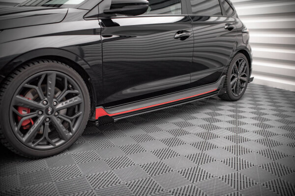 Maxton Design Street Pro Seitenschweller Ansatz + Flaps schwarz Hochglanz - Hyundai I20 N MK3