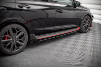 Maxton Design Street Pro Side skirts extension extension + Flaps black gloss - Hyundai I20 N MK3