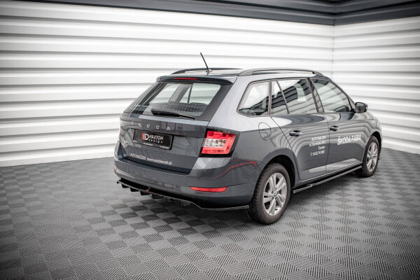 Maxton Design Middle diffuser rear extension DTM Look black gloss - Skoda Fabia Combi MK3 Facelift