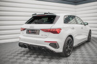 Maxton Design Diffusor Heckansatz + Endschalldampfer Sportauspuff Attrappe - Audi A3 S-Line Sportback 8Y