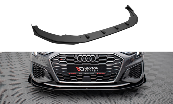 Maxton Design Street Pro Frontansatz + Flaps V.1 + Flaps schwarz Hochglanz - Audi S3 / A3 S-Line 8Y
