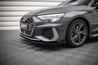 Maxton Design Street Pro Frontansatz + Flaps V.1 + Flaps schwarz Hochglanz - Audi S3 / A3 S-Line 8Y