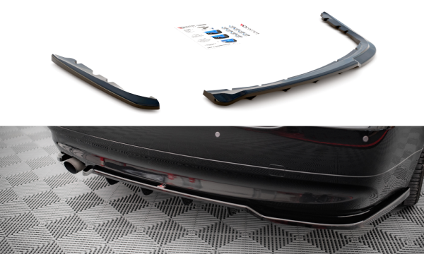 Maxton Design Middle diffuser rear extension DTM Look black gloss - BMW 3 Series Limosine E90