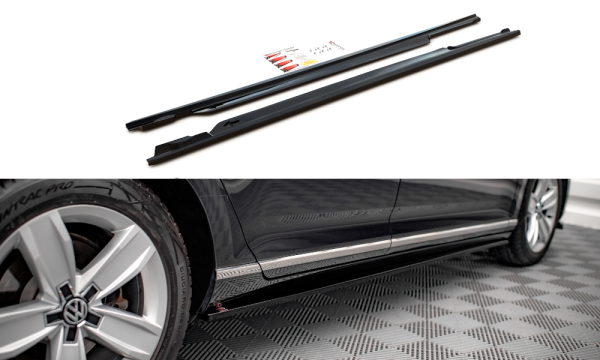 Maxton Design Side skirts extension extension black gloss - VW Passat B8 Facelift