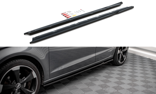 Maxton Design Side skirts extension extension black gloss - Audi A3 Sportback 8V