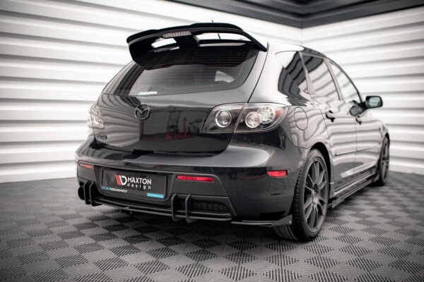 Maxton Design Street Pro Rear extension Flaps diffuser + Flaps black gloss - Mazda 3 MPS MK1