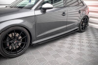 Maxton Design Street Pro Side Skirts Diffusers + Flaps gloss black - Audi S3 Sportback 8V Facelift