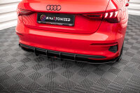 Maxton Design Robuste Racing Diffusor schwarz-rot + Flaps schwarz Hochglanz - Audi A3 Sportback 8Y