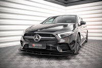 Maxton Design Street Pro Front Ansatz schwarz + Flaps schwarz Hochglanz - Mercedes A35 AMG / AMG-Line Aero Pack W177