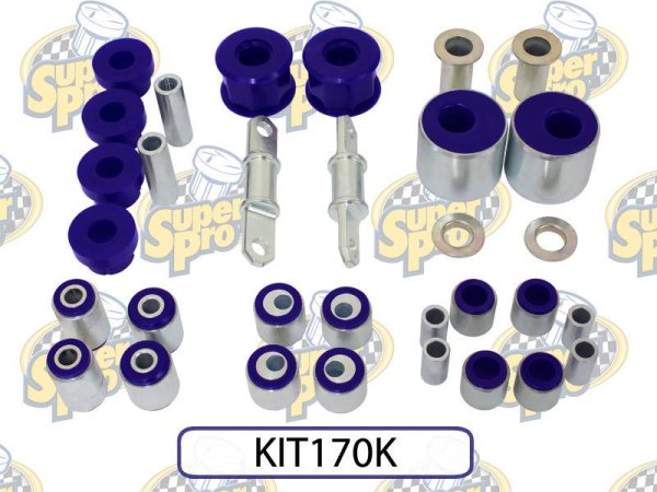 SuperPro Buchsen Kit vorn+hinten mit Nachlaufanpassung - 05-12 Ford Focus RS/ST / 00-14 Mazda 3 BK/BL