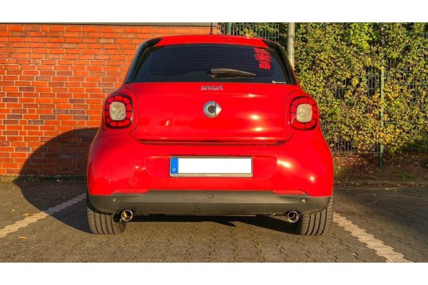 FOX Endschalldämpfer quer Ausgang rechts/links inkl. Flexstück - 1x70 Typ 24 - Smart Fortwo 453