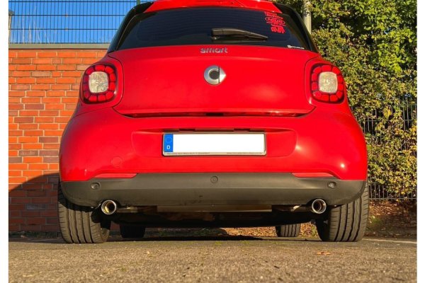 FOX Endschalldämpfer quer Ausgang rechts/links inkl. Flexstück - 1x70 Typ 24 - Smart Forfour 453