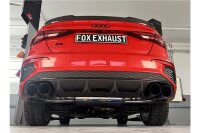 FOX Half system from OPF with exhaust flaps black painted on the 2x100 Typ 25 - Audi S3 GY Limousine