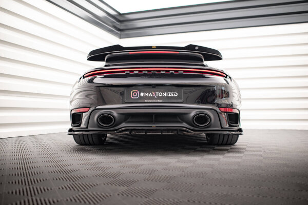 Maxton Design Middle diffuser rear extension DTM Look gloss black - Porsche 911 Turbo S 992