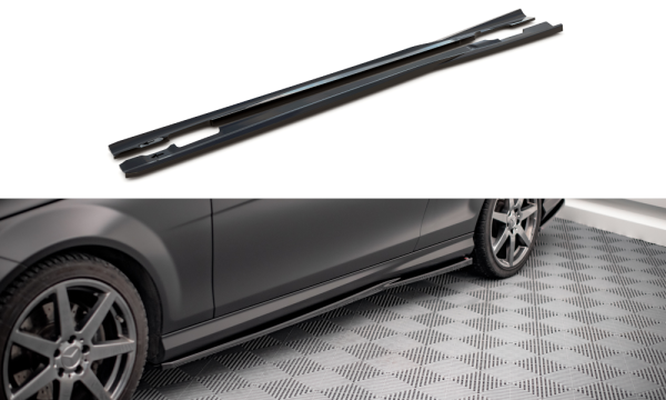 Maxton Design Side skirts extension gloss black - Mercedes C Coupe AMG-Line C204