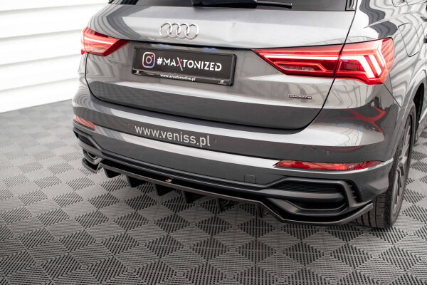 Maxton Design Middle diffuser rear extension DTM Look gloss black - Audi Q3 S-Line F3