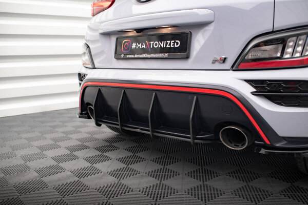 Maxton Design Street Pro Rear Bumper black-red - Hyundai Kona N MK1