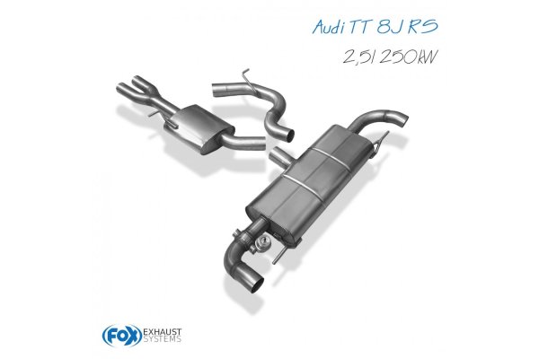 FOX Endschalldämpfer quer Ausgang rechts/links mit Unterdruckklappe + Vorschalldämpfer - 09-14 Audi TT 8J RS