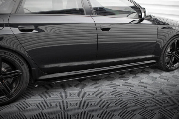 Maxton Design Seitenschweller Ansatz Street Pro + Flaps schwarz - 07-10 Audi RS6 C6 Avant