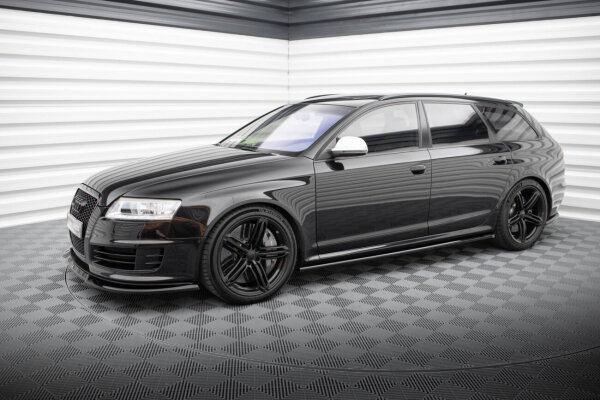 Maxton Design Side skirts extension V.2 black - 07-10 Audi RS6 C6 Avant