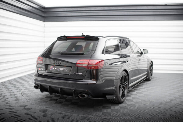 Maxton Design Rear extension Flaps Diffusor + Flaps black - 07-10 Audi RS6 C6 Avant