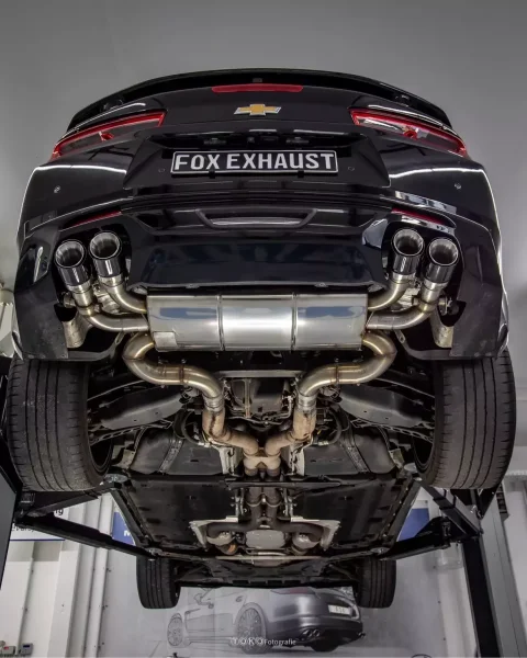 FOX Final Silencer with 2 exhaust flaps black 2x100 Typ 25 - 18+ Chevrolet Camaro A1XC