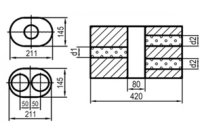 FOX Uni silencer oval double-flow with chamber -...