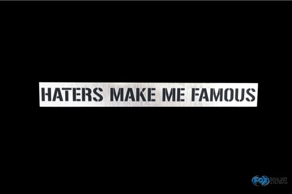 FOX Edelstahlplatte 300 x 33 mm - "Haters make me famous"