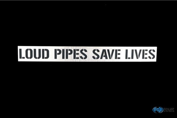 FOX Edelstahlplatte 300 x 33 mm - "loud pipes save lives"