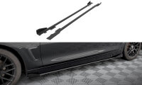Maxton Design Street Pro Side skirts extension black Flaps - 14-17 BMW 4 Series F36 Grand Coupe