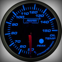 Prosport Racing Premium Serie Öltemperatur 52 mm, blau-weiß, Smoked