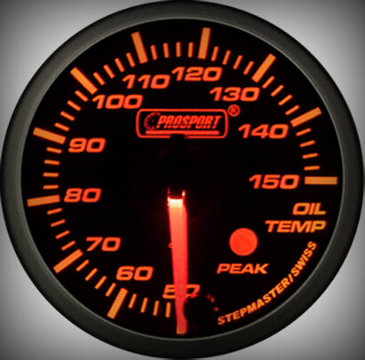 Prosport Racing Premium Series oil temperature 52 mm, orange-white, Smoked