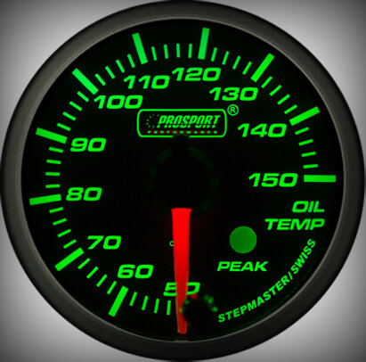 Prosport Racing Premium Series oil temperature 52 mm, green-white, Smoked