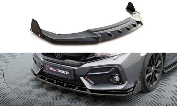 Maxton Design Cup Front Lip black + Flaps - 17-22 Honda Civic Sport MK10