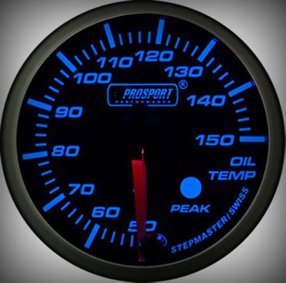 Prosport Racing Premium Series oil temperature 60 mm, blue-white, Smoked