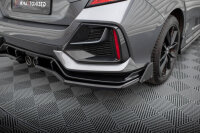 Maxton Design middle Cup Diffuser rear extension DTM Look + Flaps black - 20-22 Honda Civic Sport MK10