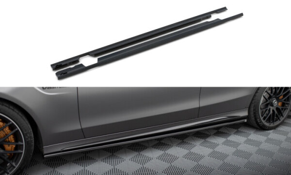 Maxton Design Side Skirt extensions black gloss - 18-21 Mercedes AMG C63 W205 Facelift