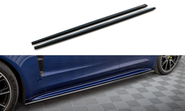 Maxton Design Side Skirt extensions black gloss - 20+ Porsche Panamera E-Hybrid 971 Facelift