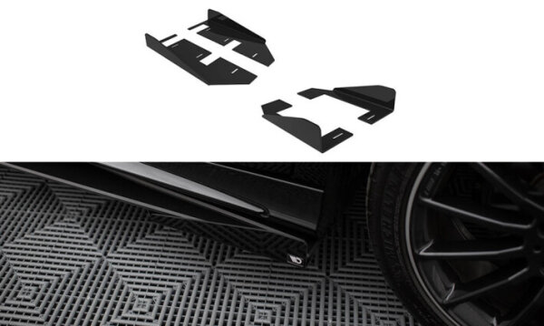 Maxton Design Side Flaps black gloss - 15-18 Mercedes A W176 AMG-Line Facelift