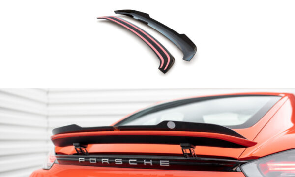 Maxton Design Attachment Rear Spoiler Cap black gloss - 16+ Porsche 718 Cayman 982C