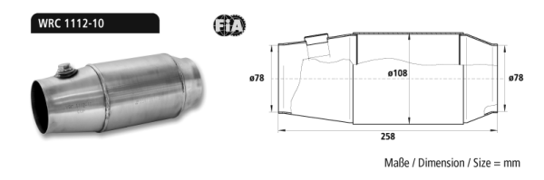 Bastuck CUP Catalytic Converter with DMSB / FIA approval - Ø 78,0 mm