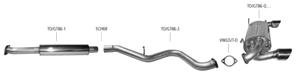 Bastuck Komplettanlage Einfach-Endrohr 1x Ø 100 mm (RACE Look) - 12+ Subaru BRZ / 12+ Toyota GT86