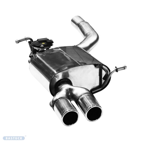 Bastuck rear silencer double tailpipe LH / 2x Ø 70 mm with lip with exhaust flap - 11+ Mercedes SLK 350 R172