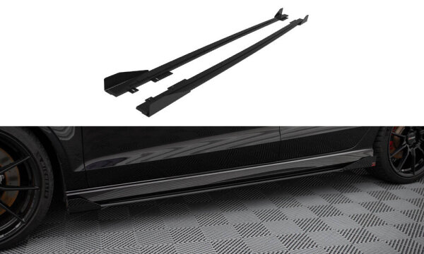 Maxton Design Street Pro Side Skirts Diffusers V1 + Flaps - Audi RS3 Limousine 8V Facelift