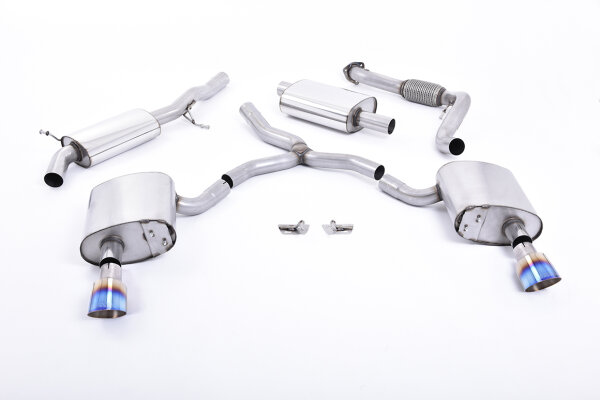 Milltek Auspuffanlage Burnt Titanium Tips - 16+ Audi A4 2.0 TFSI B9 Quattro Limousine & Avant (inkl. Modelle Mild Hybrid / ohne OPF/GPF / ohne Stützstrebe)